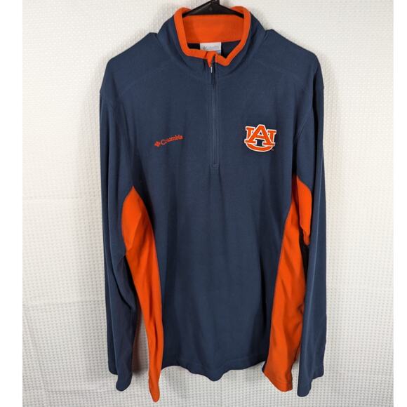 Columbia Auburn Tigers M Fleece Pullover Men Navy Orange Zip NCAA Embroidered - Picture 1 of 5